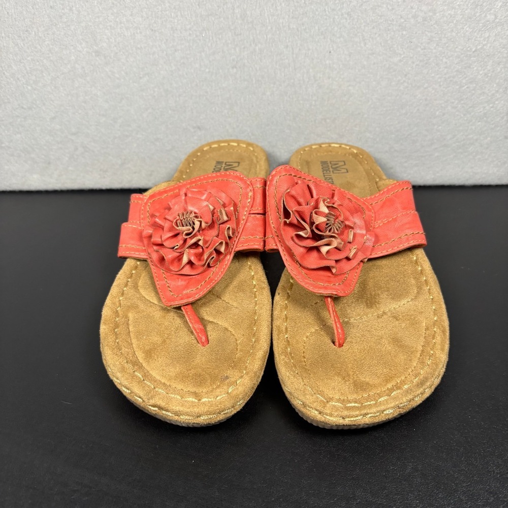 Modellista Womens Champlain Flower Wedge Sandals Coral Pink Thong Size 10M